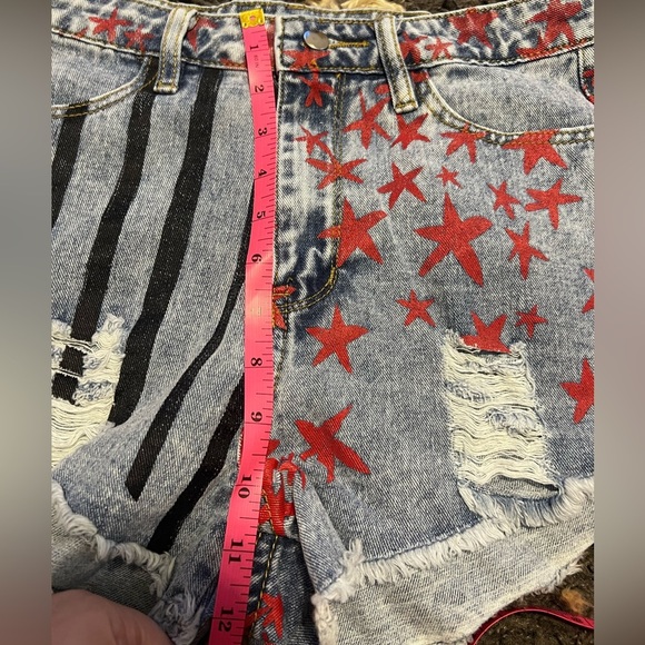 NWT Harley Quinn Birds Of Prey Denim Shorts - Stars and Stripes - Picture 9 of 11